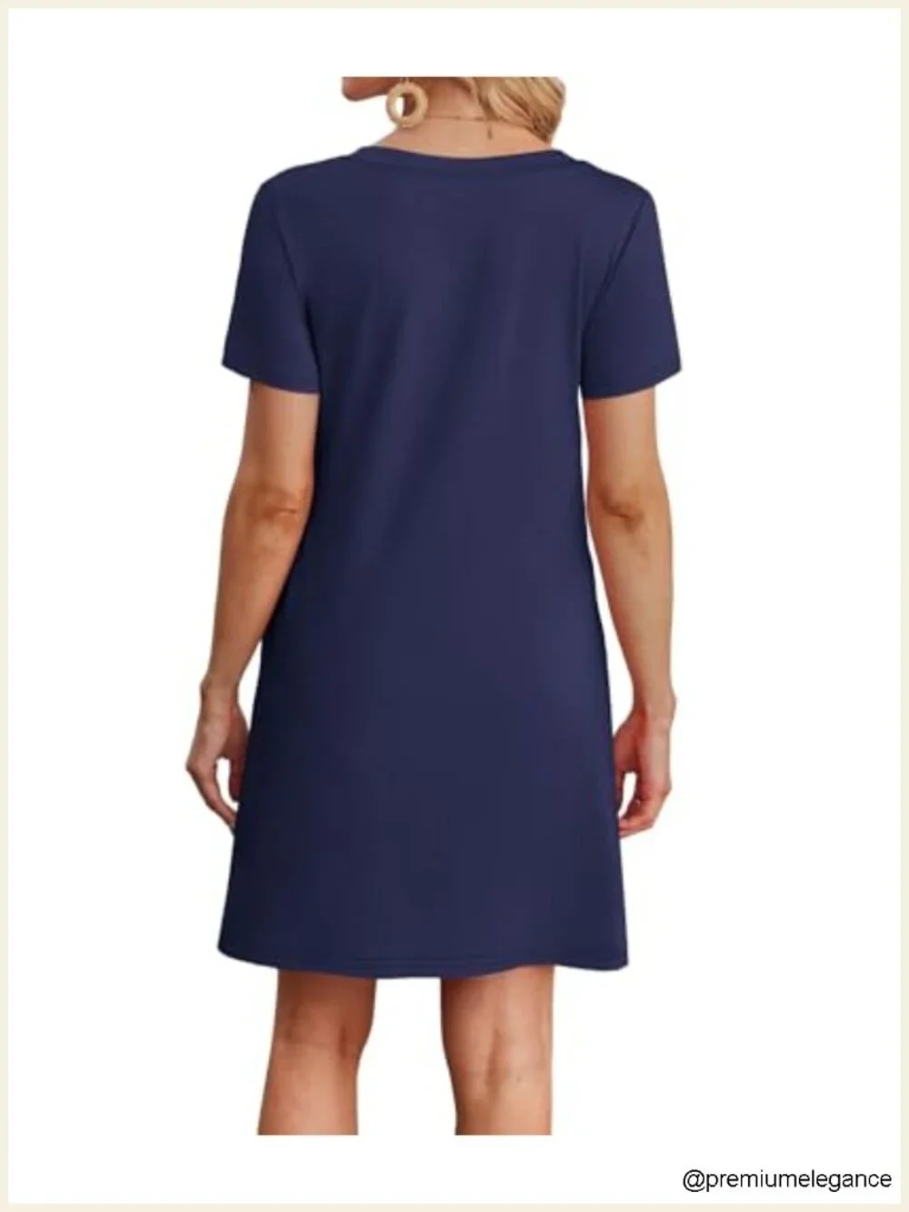 Womens Loose Fit T-Shirt Dress with Pockets Casual Summer V-Neck Short Sleeve